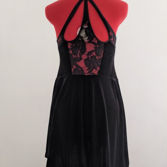 Velvet and Lace Black Nightshade Mini Dress SP - Picture 8 of 16
